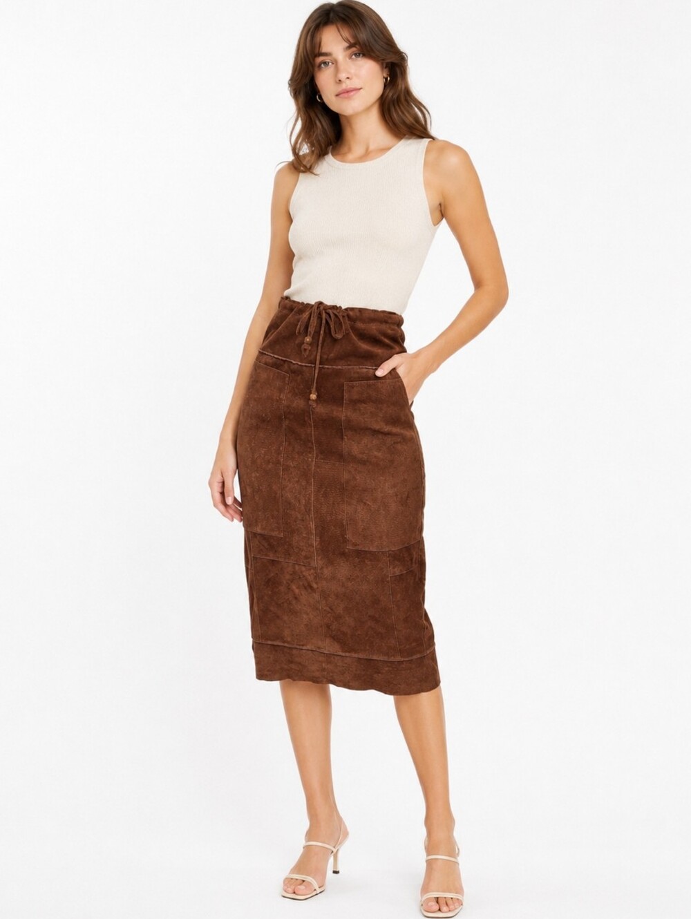 Maxima Wilsons Vintage 90s  Women's A-Line Skirt 4 Leather  Brown Suede EUC #H